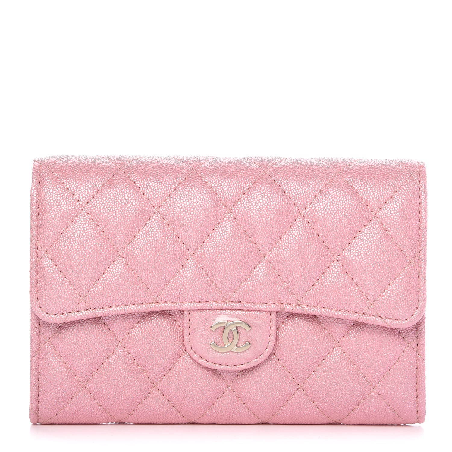Chanel Iridescent Caviar Quilted Medium Flap Wallet Rose Pink 1 of 11