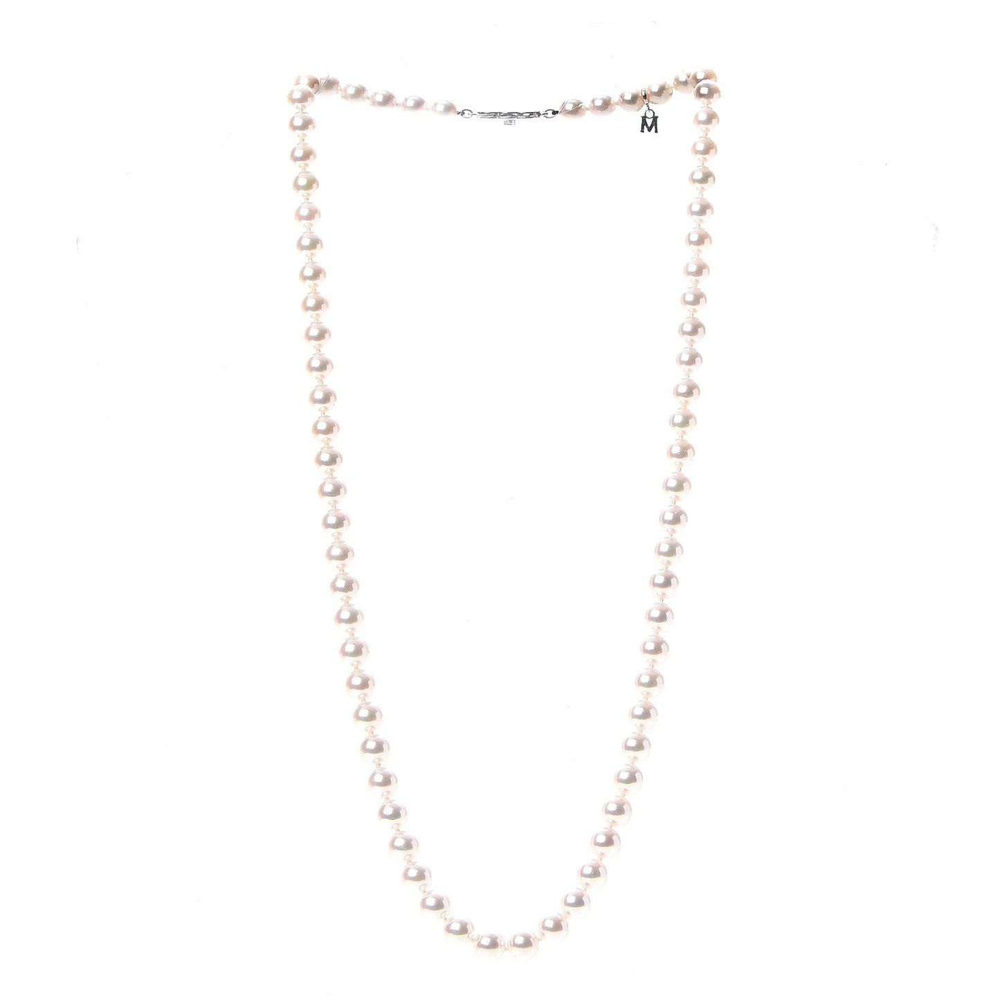 18K White Gold Akoya 7.5mm 22 Inch Pearl Strand Necklace Earring Set