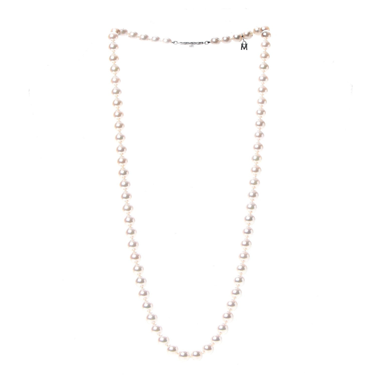 Mikimoto 18K White Gold Akoya 7.5mm 22 Inch Pearl Strand Necklace Earring Set 6 of 13