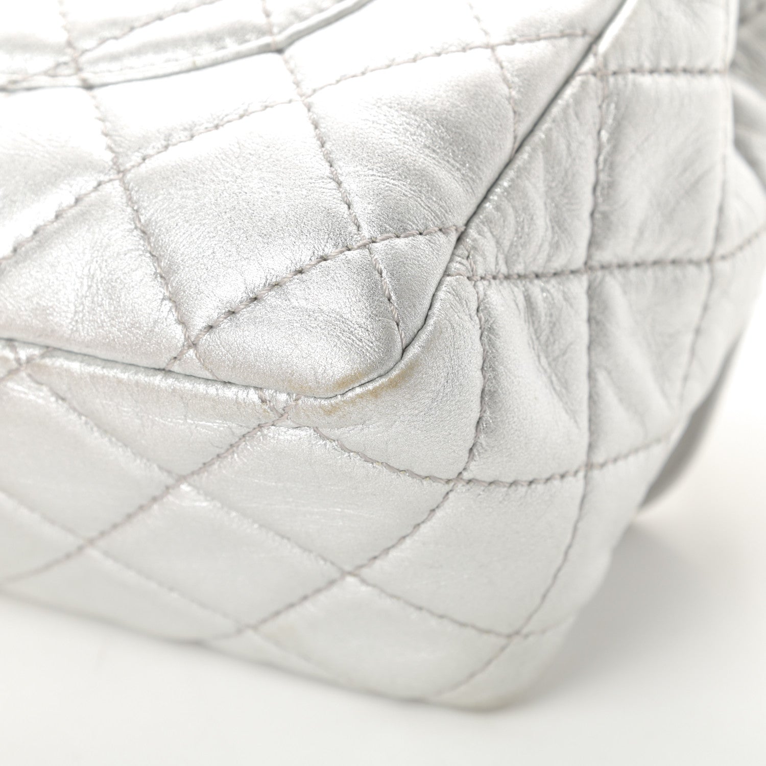 Chanel Metallic Lambskin Quilted Jumbo Single Flap Silver 11 of 14