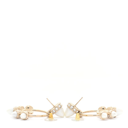 Chanel Crystal Pearl CC Round Drop Earrings Gold 3 of 4