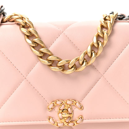 Chanel Lambskin Quilted Chanel 19 Wallet On Chain WOC Light Pink 8 of 11