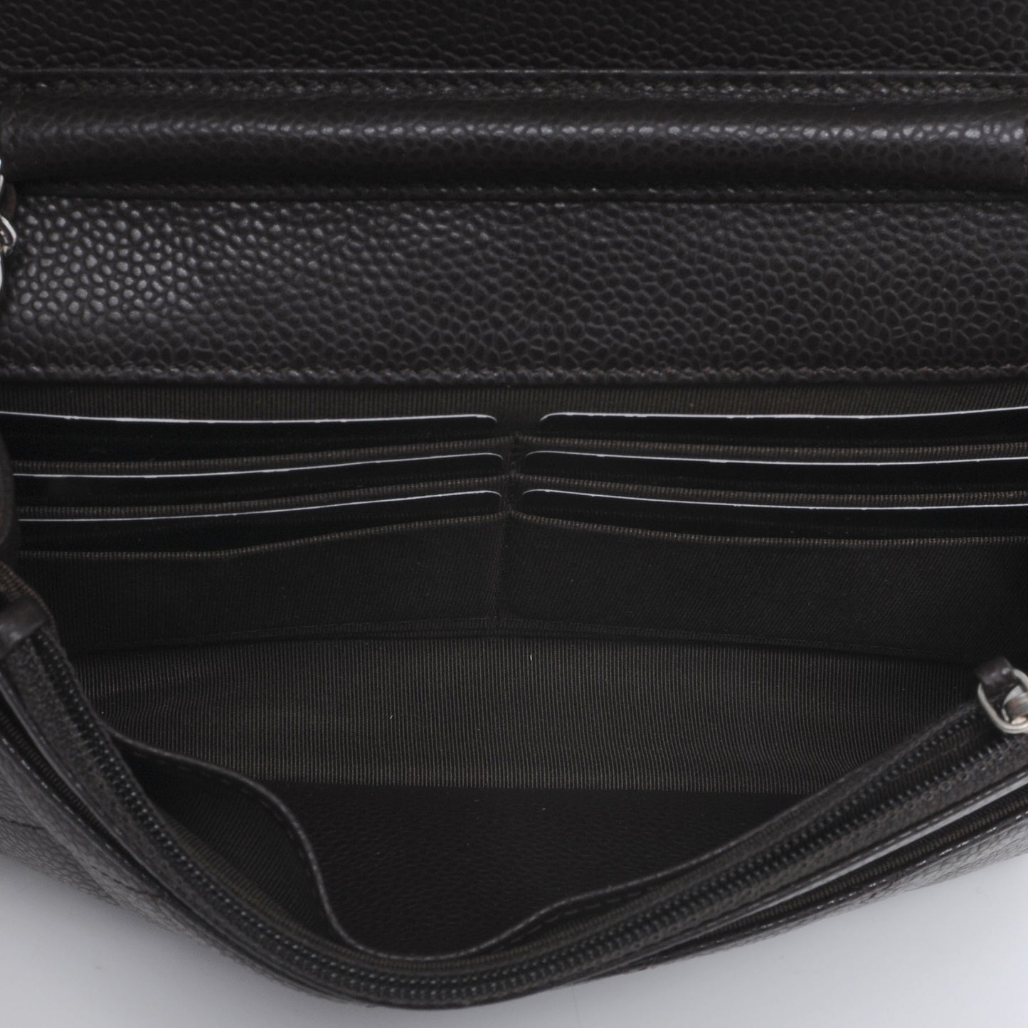 Caviar Quilted Wallet on Chain WOC Dark Brown