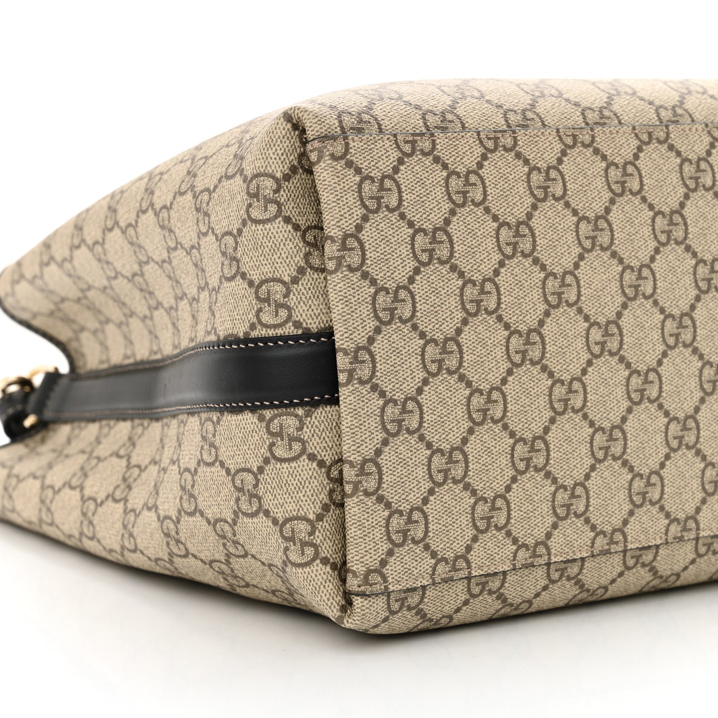 GG Supreme Monogram Medium Emblem Bucket Bag Beige Dark Brown Black