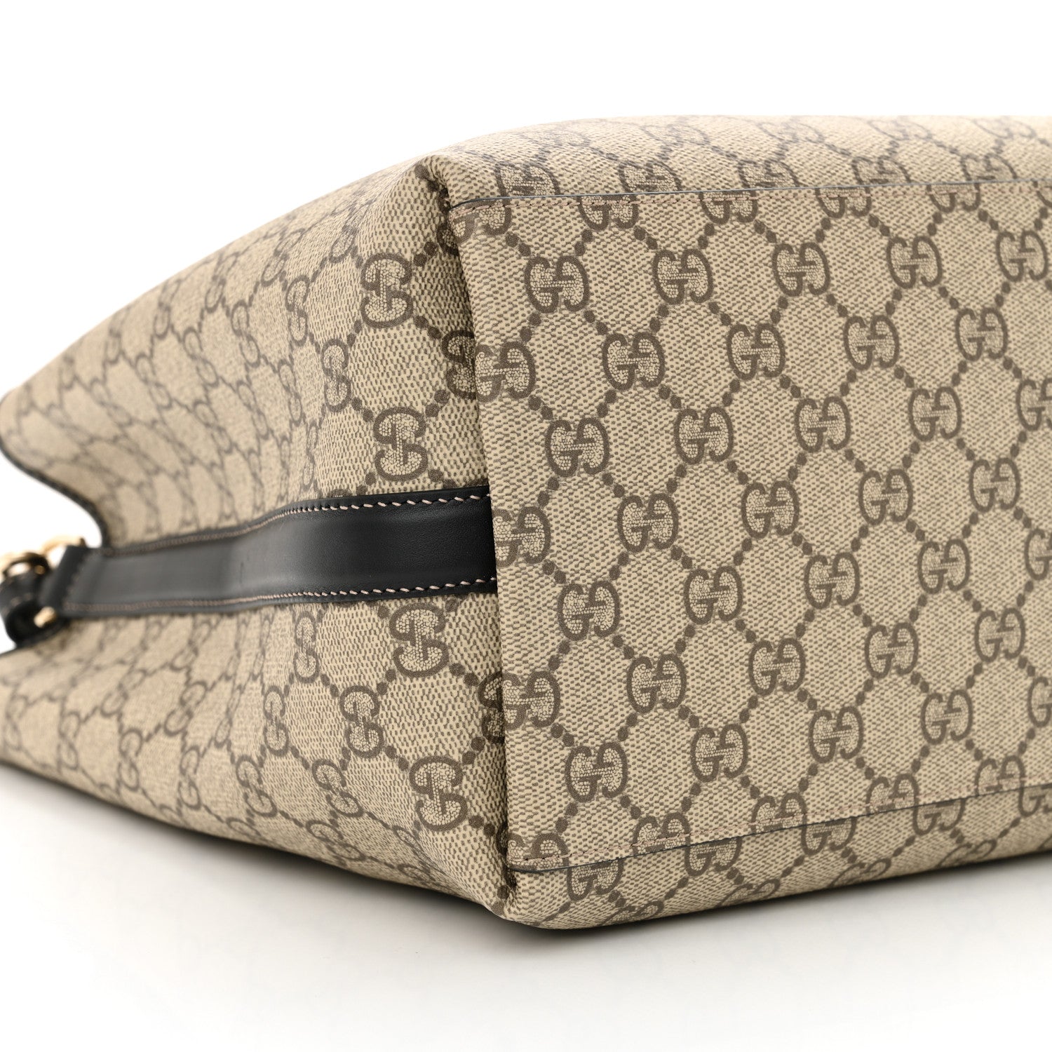 Gucci GG Supreme Monogram Medium Emblem Bucket Bag Beige Dark Brown Black 9 of 10