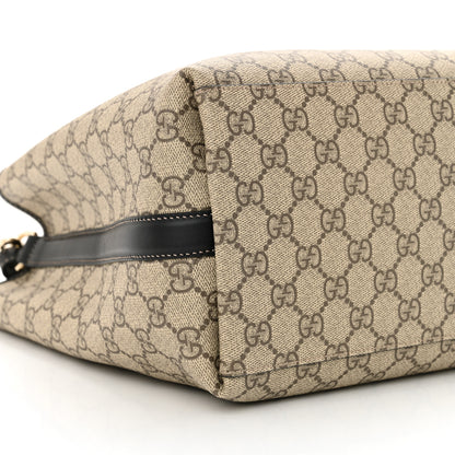 Gucci GG Supreme Monogram Medium Emblem Bucket Bag Beige Dark Brown Black 9 of 10