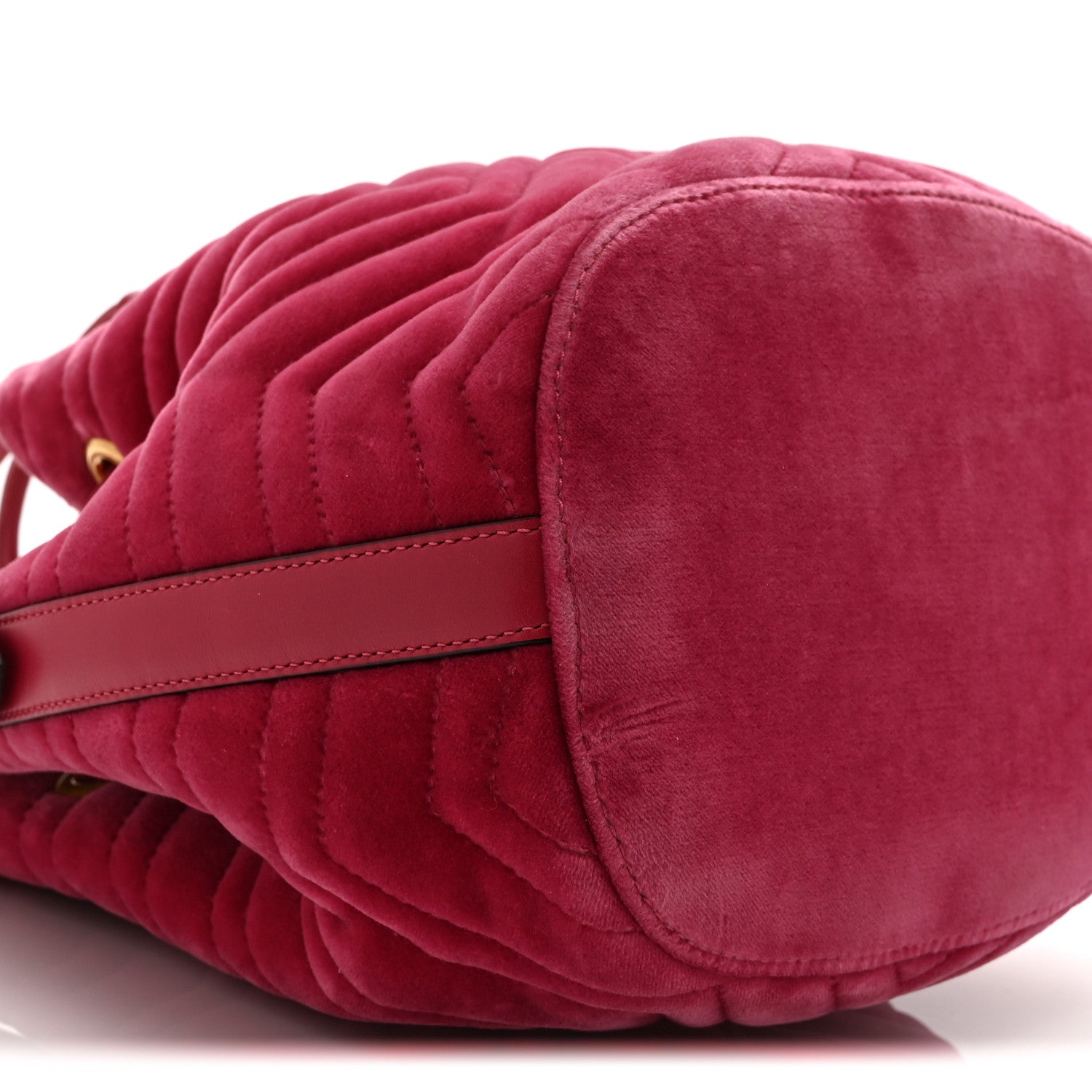 Gucci Velvet Matelasse GG Marmont Bucket Bag Light Raspberry Rose 10 of 11