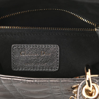 Christian Dior Metallic Grained Calfskin Cannage My ABCDior Lady Dior Gunmetal 7 of 9