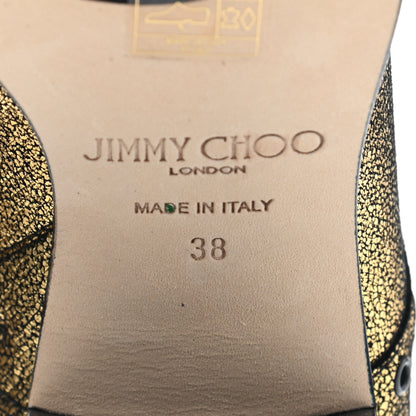 Jimmy Choo Crackled Metallic Calf Hannah 65 Boots 38 Gold Black 7 of 8