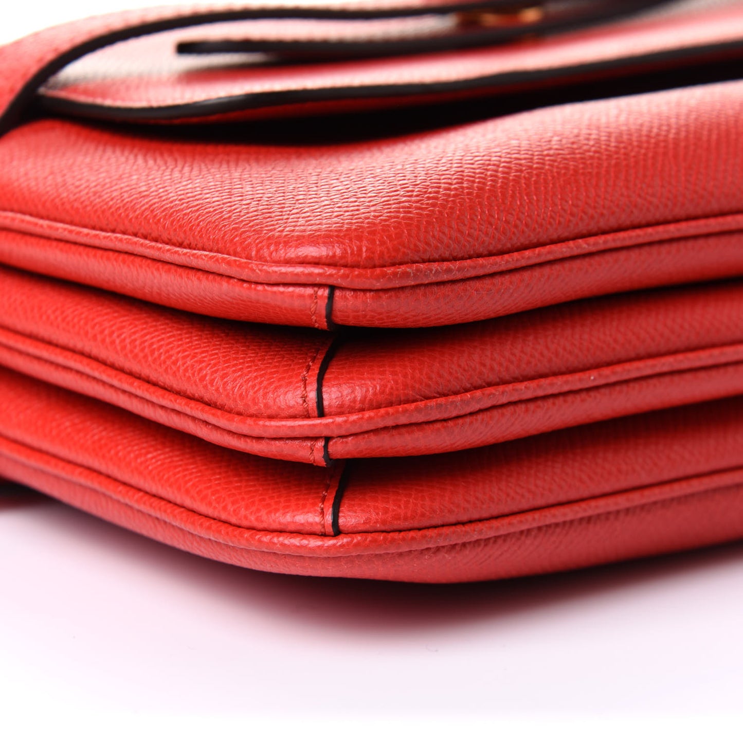 Small Classic Grain Calfskin Belted Bayswater Satchel Lipstick Red