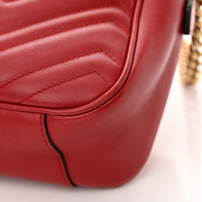 Gucci Calfskin Matelasse Medium GG Marmont Chain Shoulder Bag Hibiscus Red 12 of 13