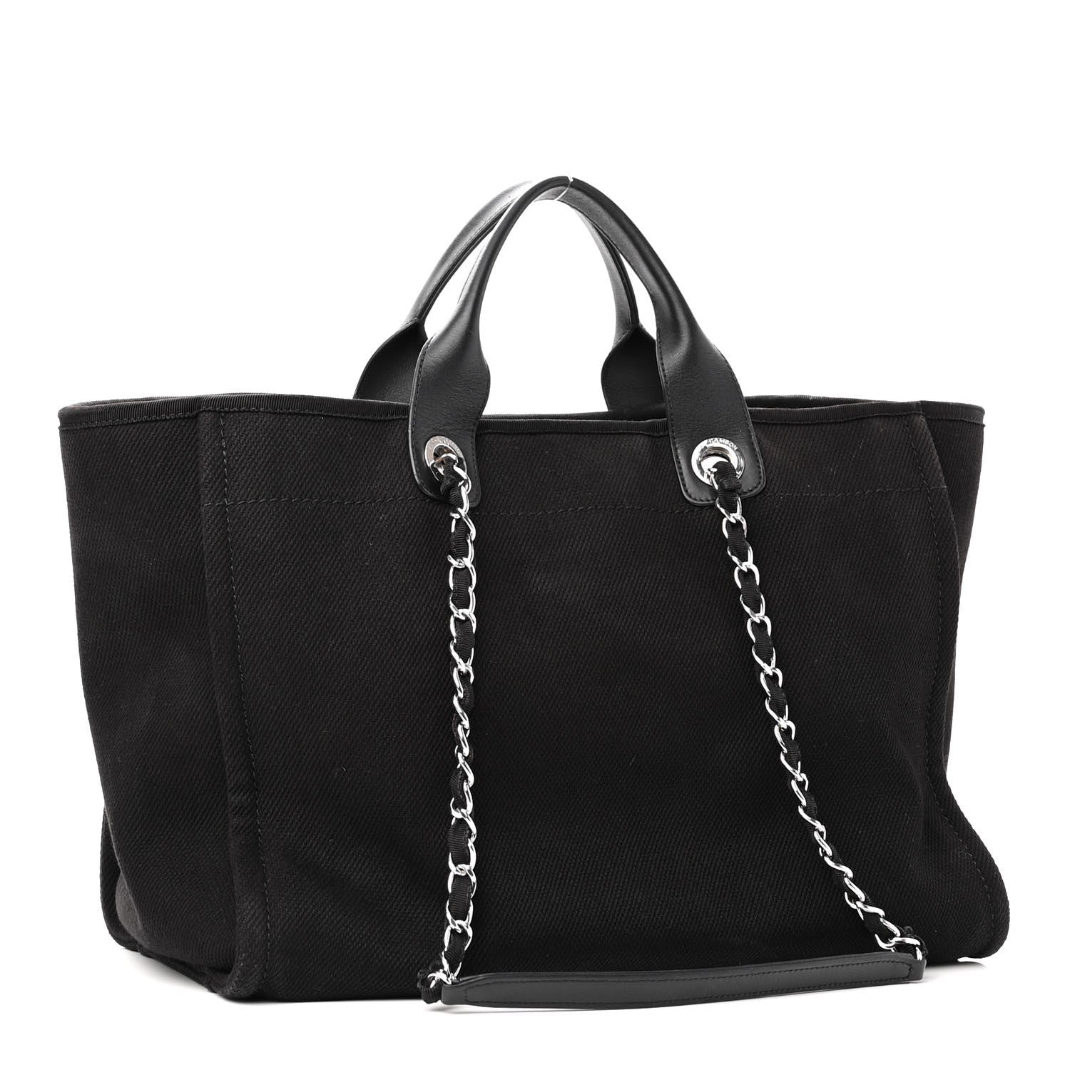 Chanel Canvas Pearl Medium Deauville Tote Black 2 of 10