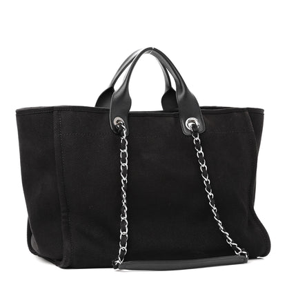 Chanel Canvas Pearl Medium Deauville Tote Black 2 of 10