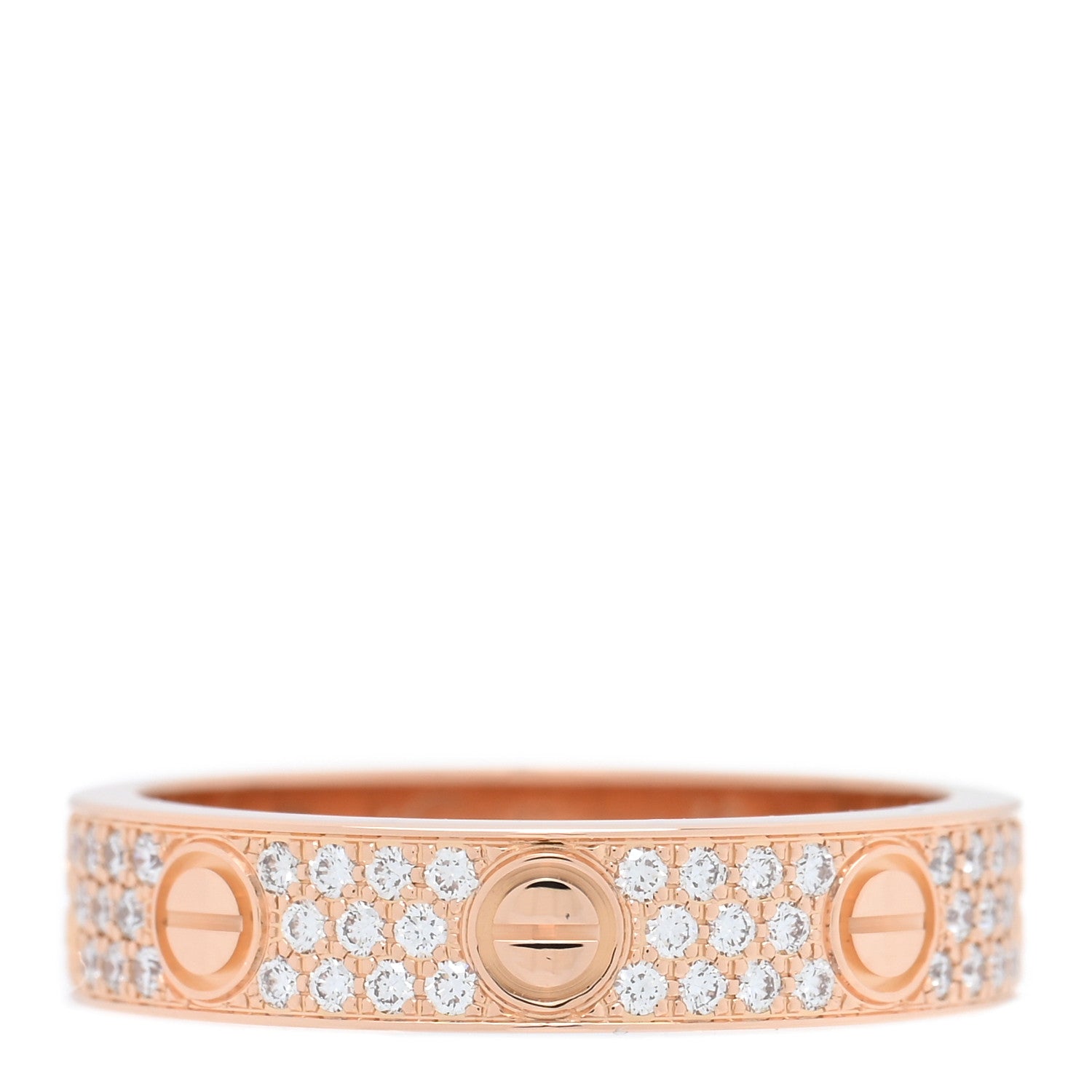 Cartier 18K Pink Gold Diamond 4mm LOVE Wedding Paved Band Ring 48 4.5 1 of 5