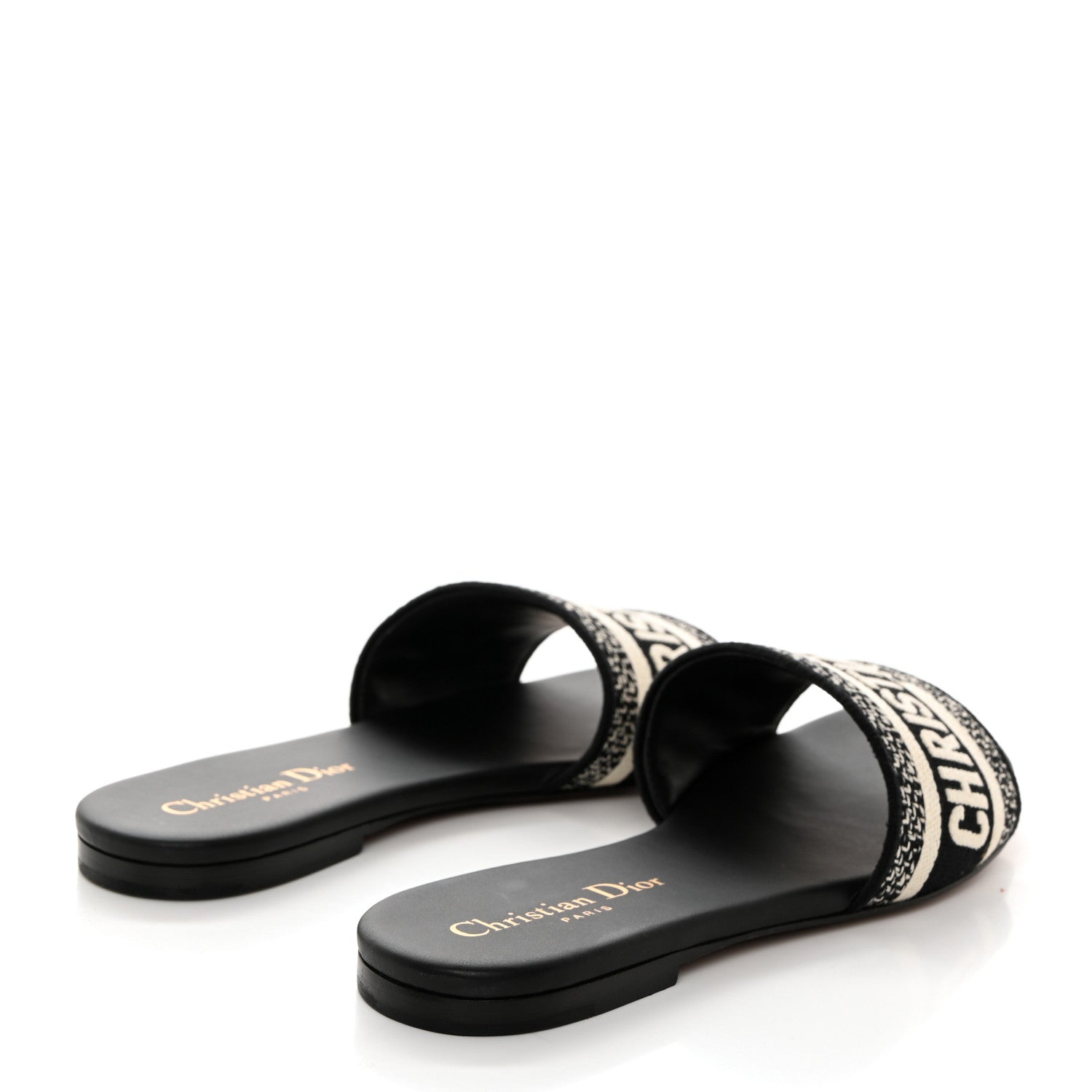 Christian Dior Canvas Embroidered Dway Mules Slide Sandals 35.5 Black 4 of 9