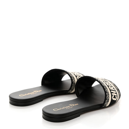 Christian Dior Canvas Embroidered Dway Mules Slide Sandals 35.5 Black 4 of 9