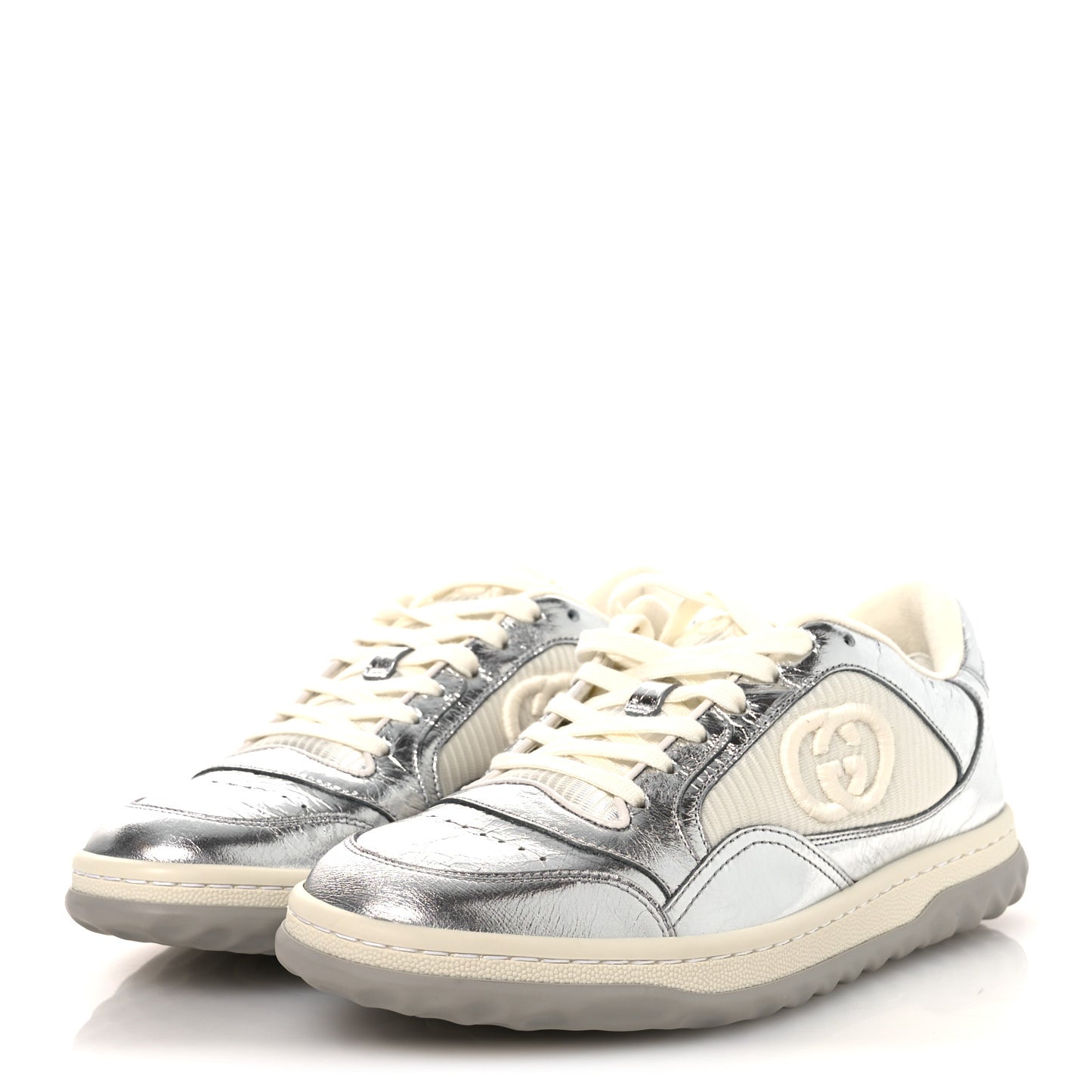 Ginza Calfskin MAC80 Womens Sneakers 38.5 Silver Off White