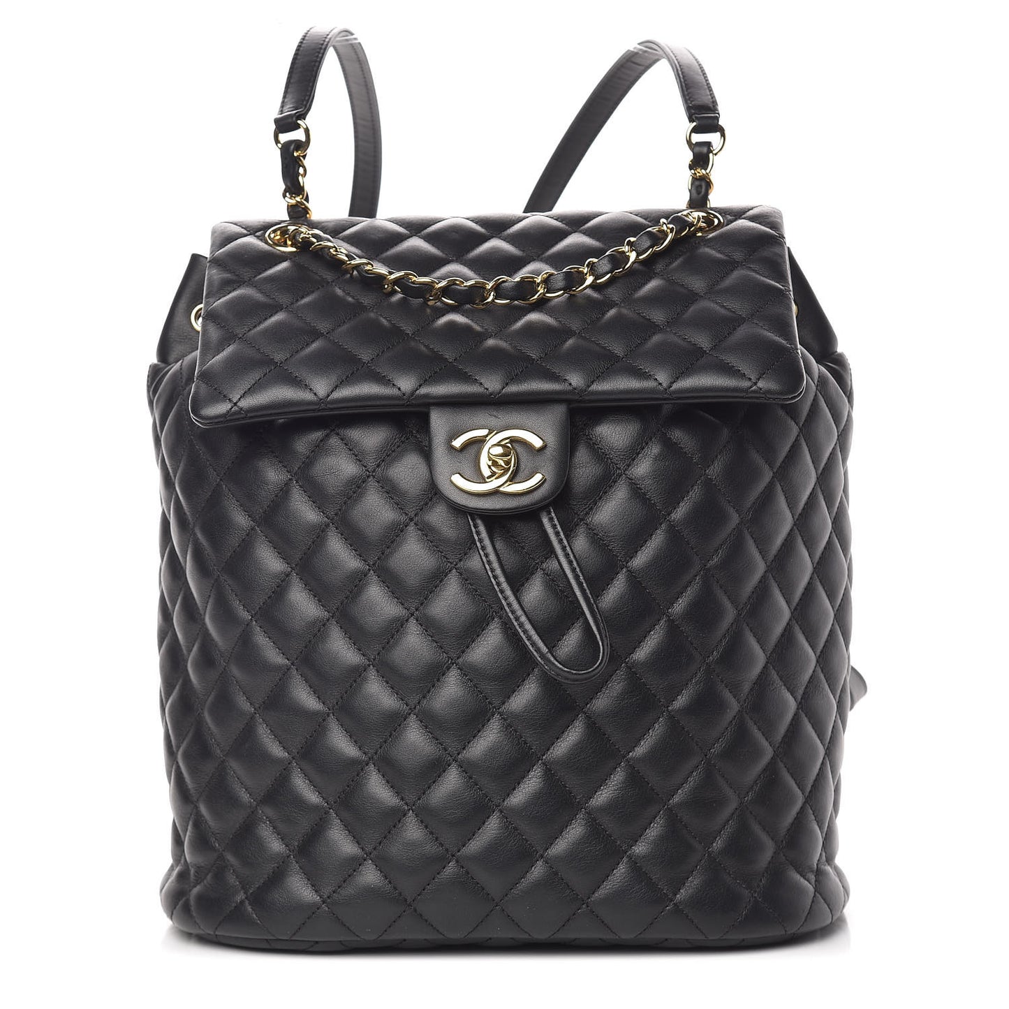 Calfskin Quilted Large Urban Spirit Backpack Black