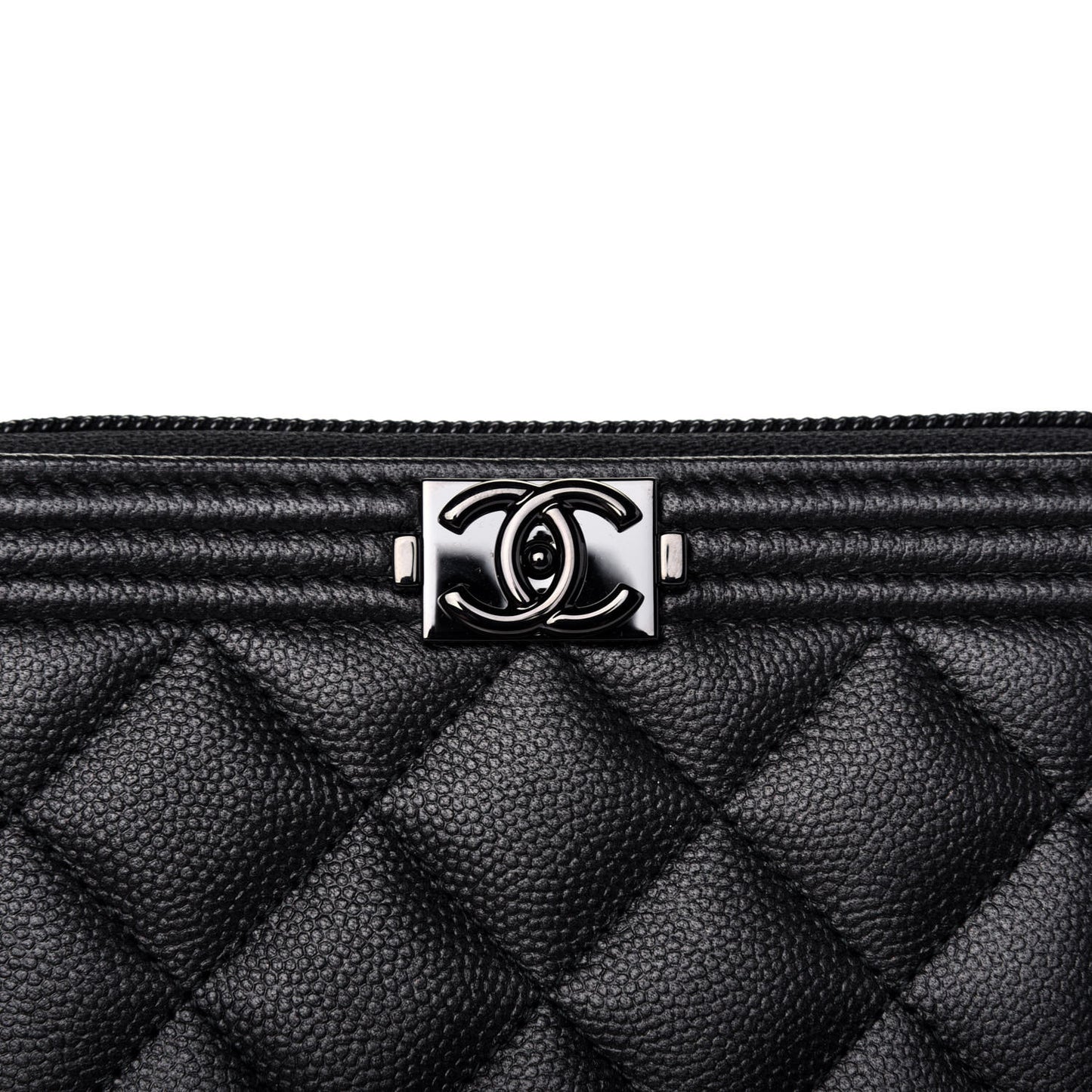Caviar Quilted Small Boy Zip Around Wallet So Black