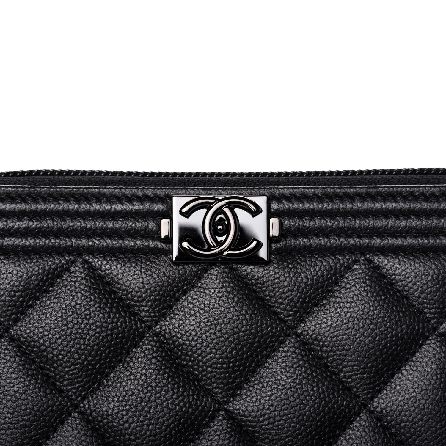 Chanel Caviar Quilted Small Boy Zip Around Wallet So Black 11 of 12