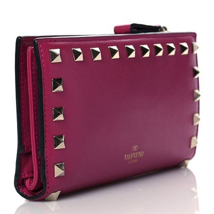 Valentino Garavani Calfskin Rockstud Continental Wallet Deep Cyclamin 3 of 6