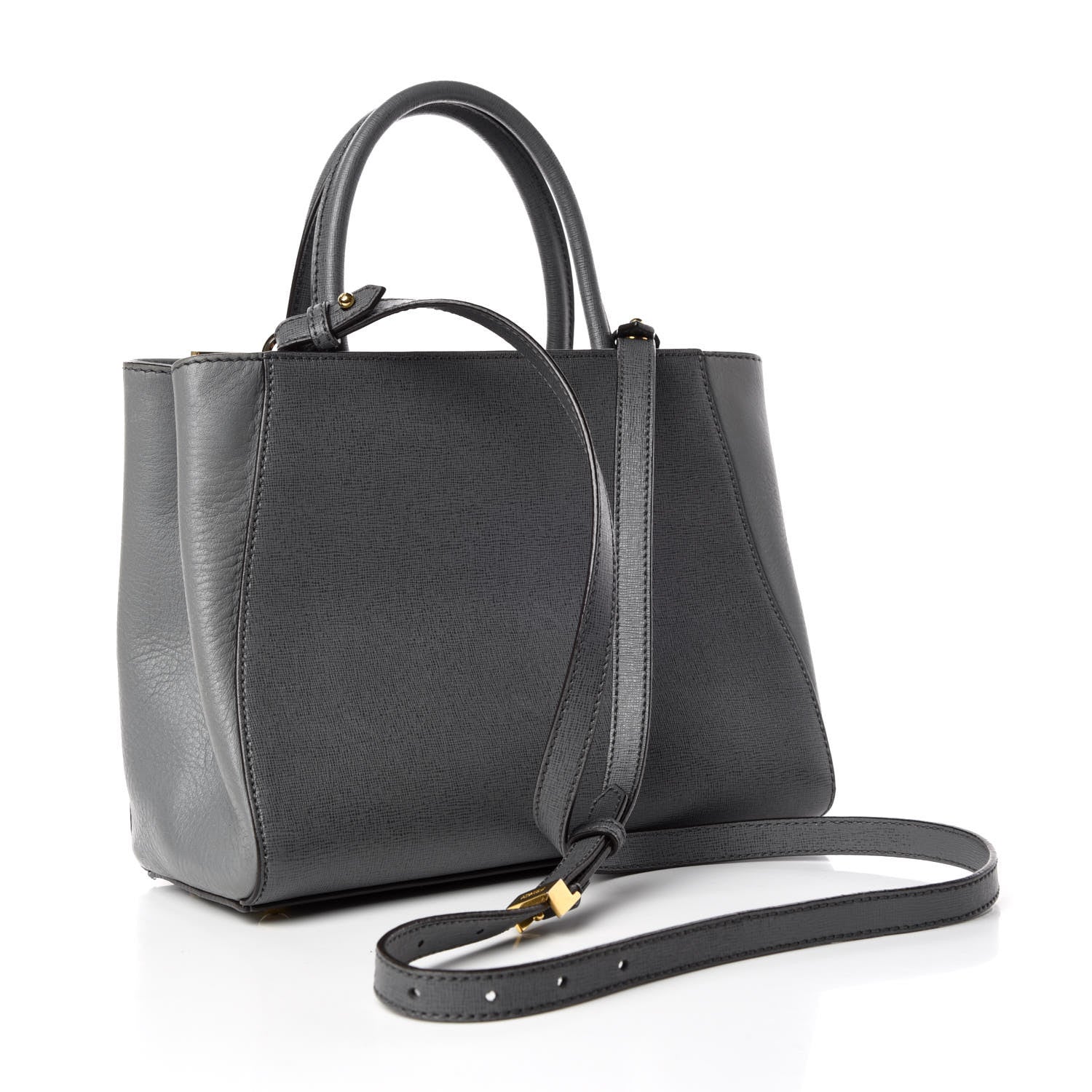 Fendi Vitello Elite Petite 2Jours Tote Grigio Grigio Chiaro 3 of 9