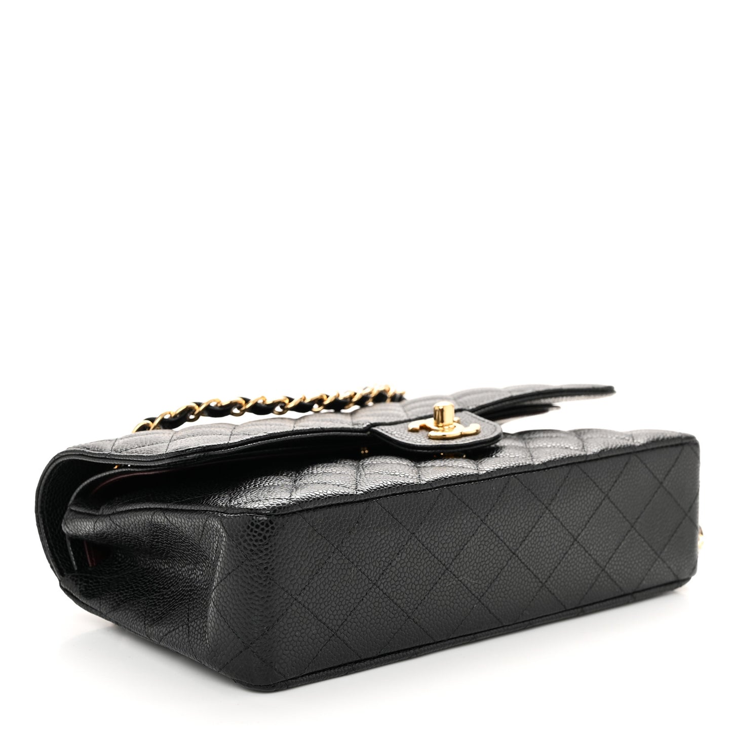 Caviar Quilted Medium Double Flap Black