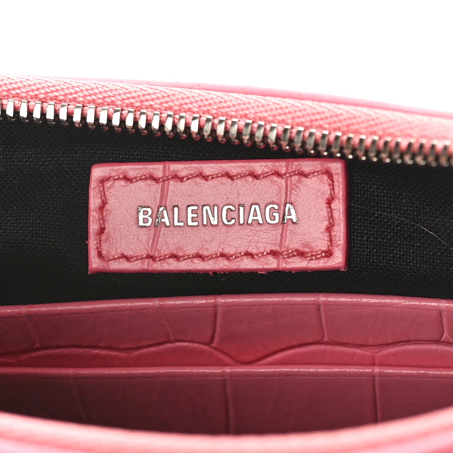 Balenciaga Extra Supple Calfskin Crocodile Embossed Le Cagole Mini Purse With Chain Sweet Pink 5 of 7