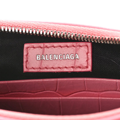 Balenciaga Extra Supple Calfskin Crocodile Embossed Le Cagole Mini Purse With Chain Sweet Pink 5 of 7