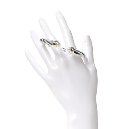 David Yurman Sterling Silver 14K Yellow Gold Pearl 7mm Cable Classics Bracelet 2 of 5