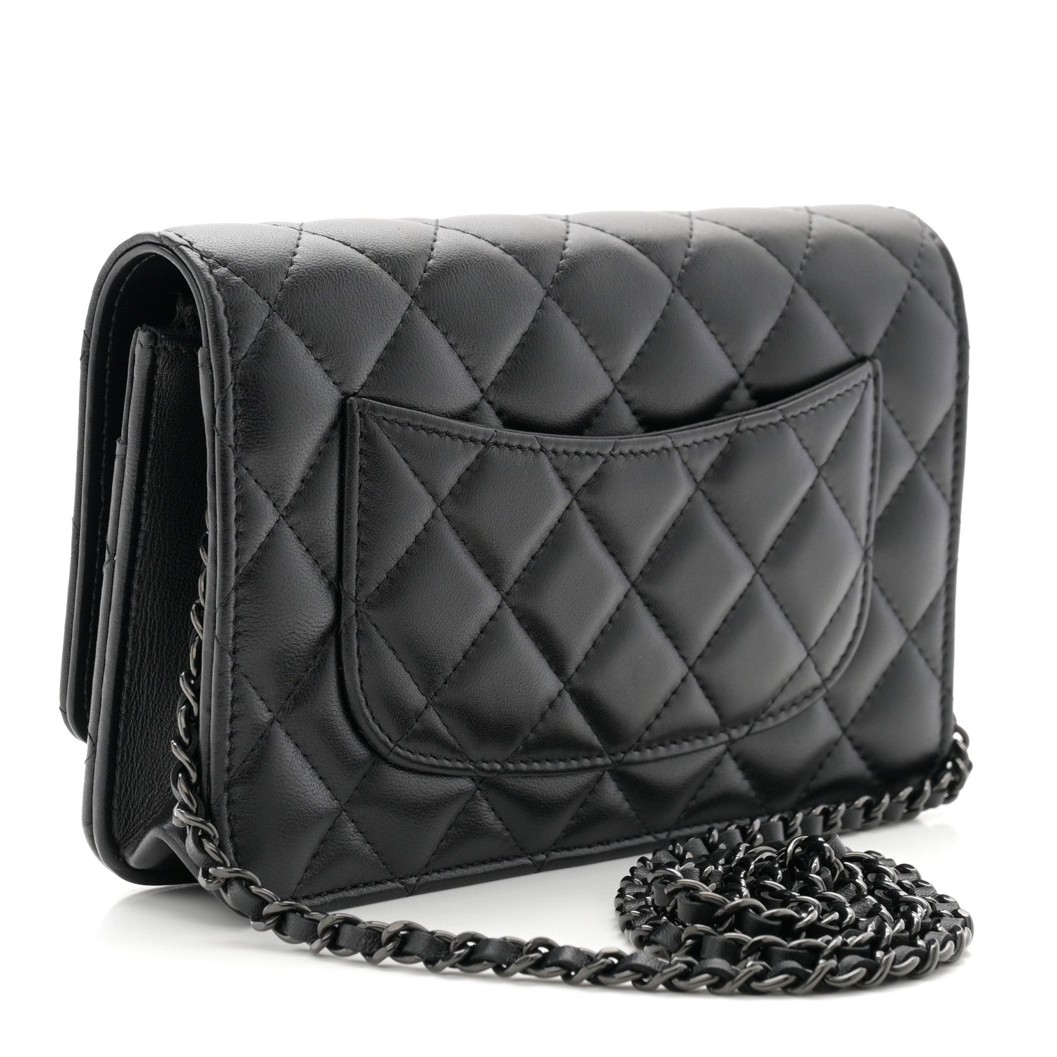 Chanel Lambskin Quilted Wallet On Chain WOC So Black 3 of 12