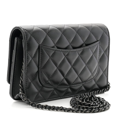 Chanel Lambskin Quilted Wallet On Chain WOC So Black 3 of 12