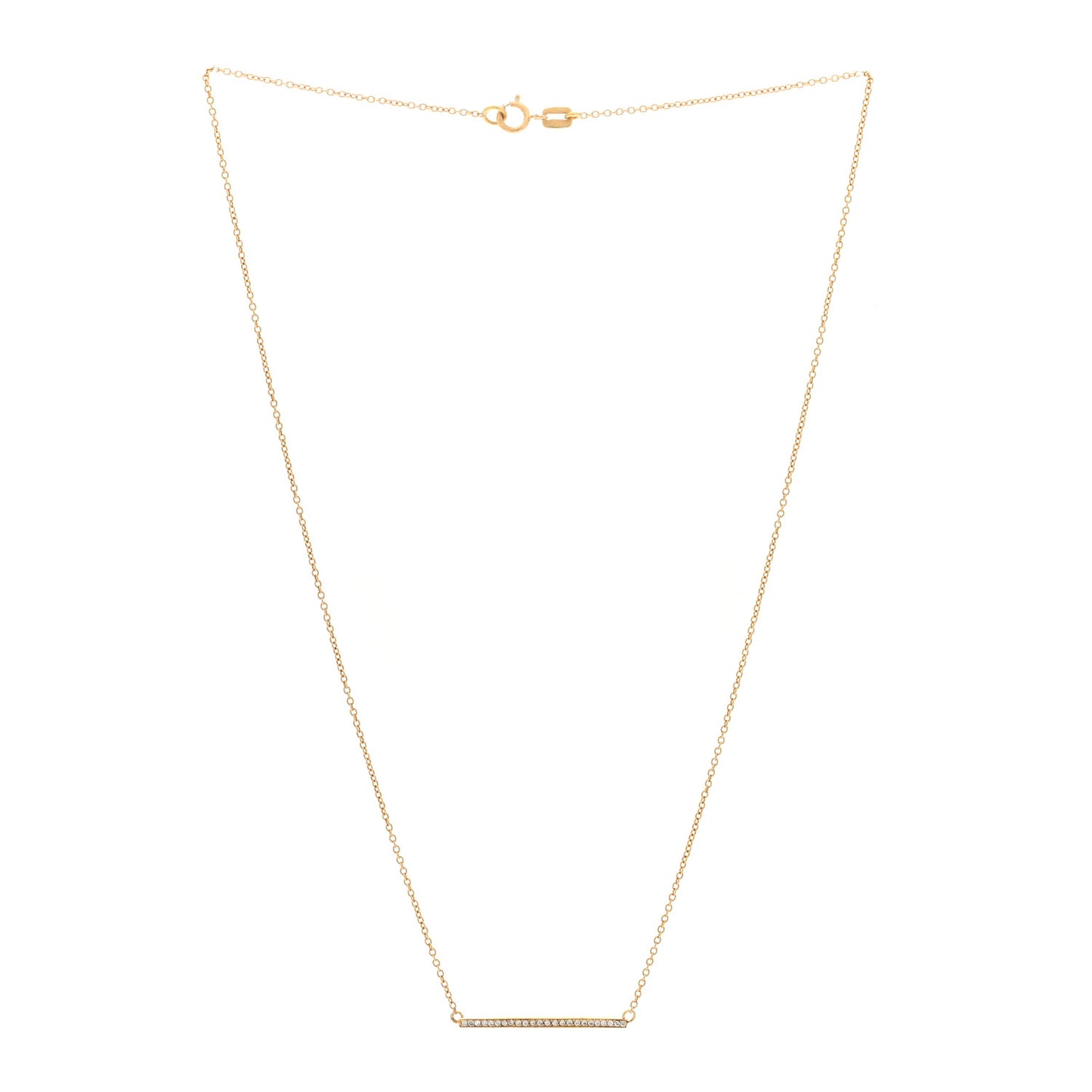 18K Yellow Gold Diamond Stick Pendant Necklace