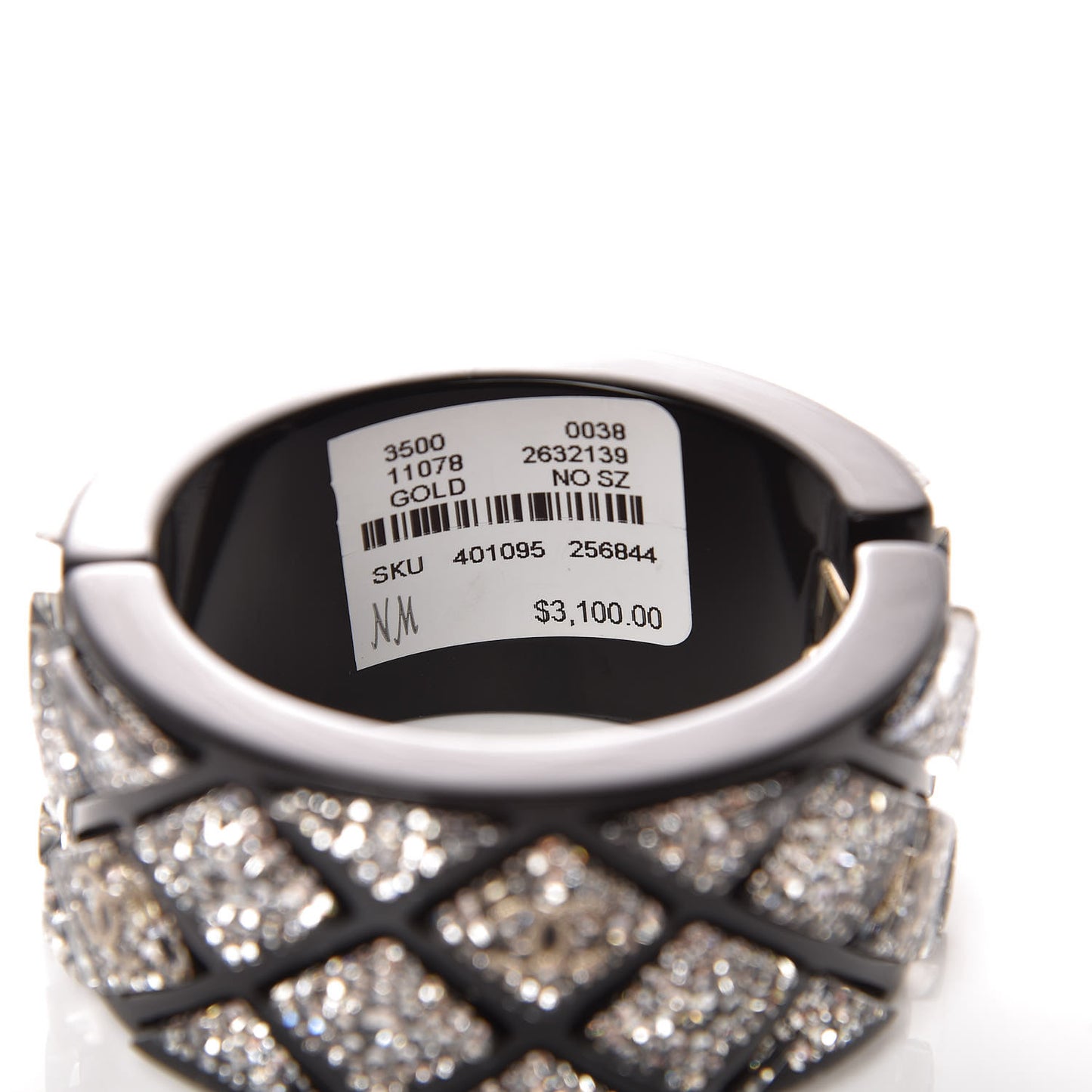 Resin Crystal CC Cuff Bracelet Black