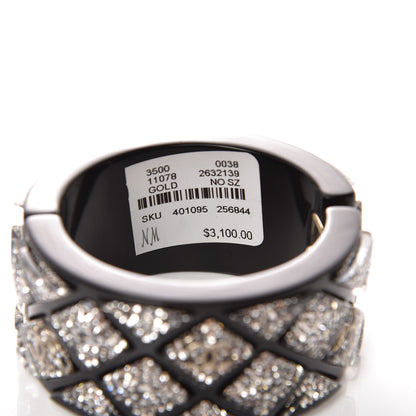 Chanel Resin Crystal CC Cuff Bracelet Black 5 of 6