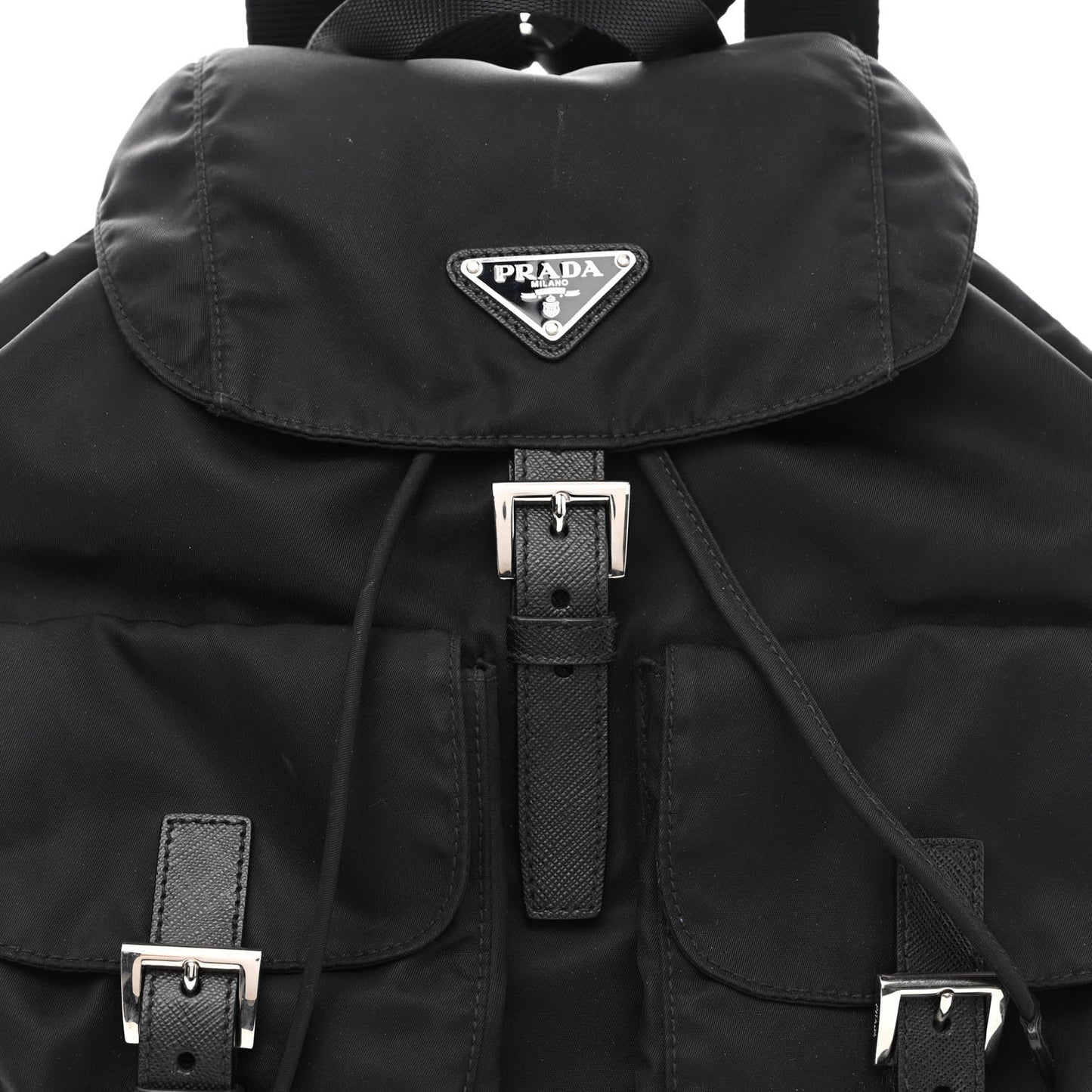 Tessuto Nylon Saffiano Medium Backpack Black