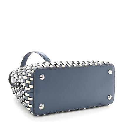 Fendi Calfskin Woven Mini Peekaboo Iconic Satchel Mirto White Ice 3 of 8