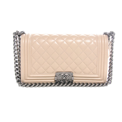 Chanel Lambskin Quilted Medium Boy Flap Beige 1 of 8