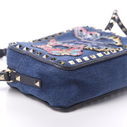 Valentino Garavani Denim Butterfly Embroidered Rockstud Camera Crossbody Bag Light Denim Multicolor 8 of 9