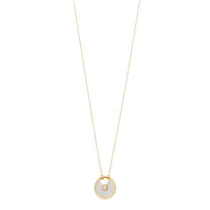 Cartier 18K Yellow Gold Diamond Mother of Pearl SM Amulette de Cartier Pendant Necklace 1 of 4