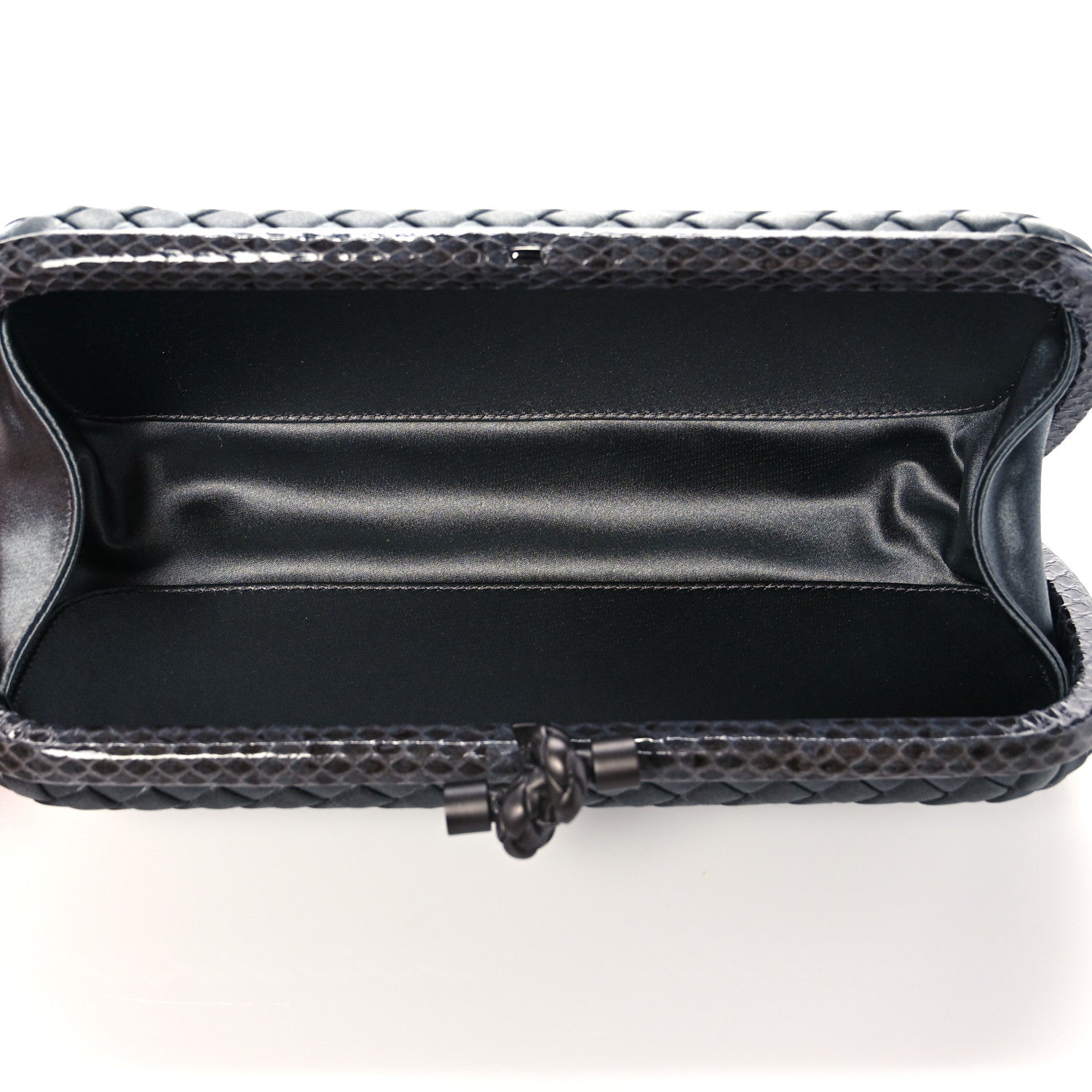 Bottega Veneta Satin Ayers Intreccio Impero Stretch Knot Clutch Grey 5 of 8