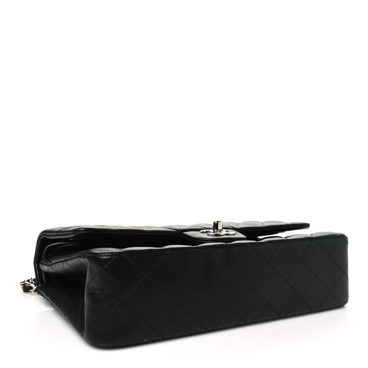 Lambskin Quilted Medium Double Flap Black