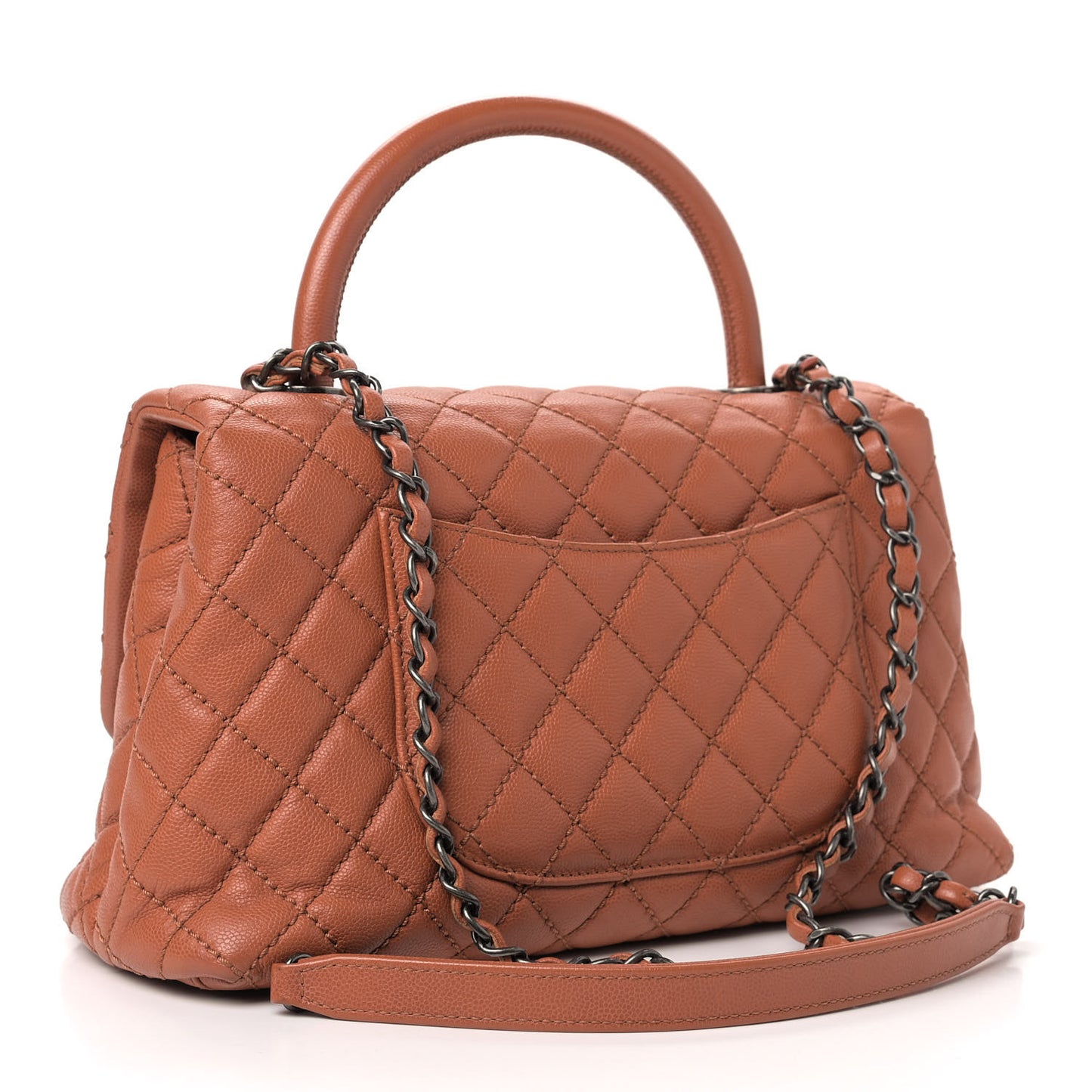 Caviar Quilted Small Coco Handle Flap Camel