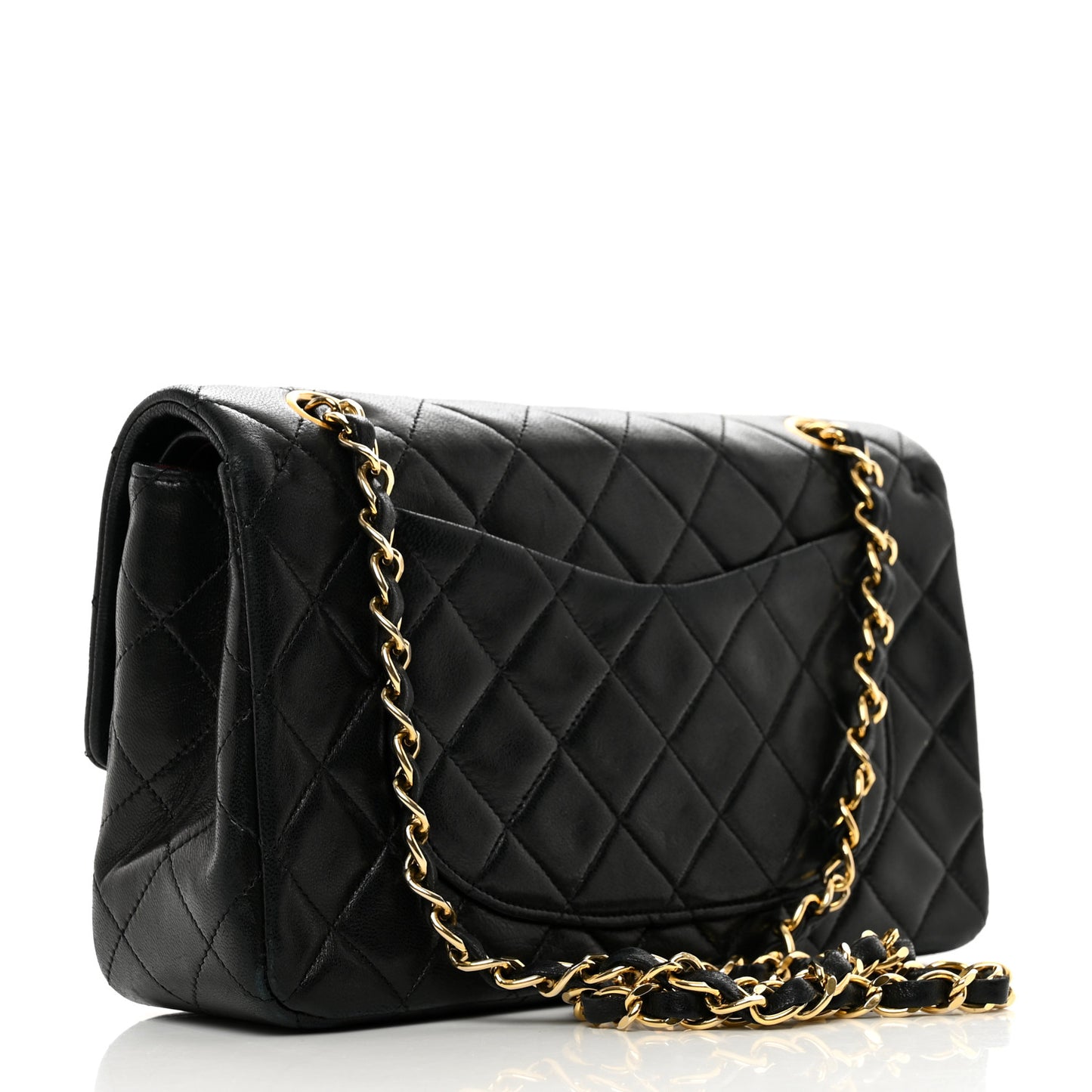 Lambskin Quilted Small Double Flap Black