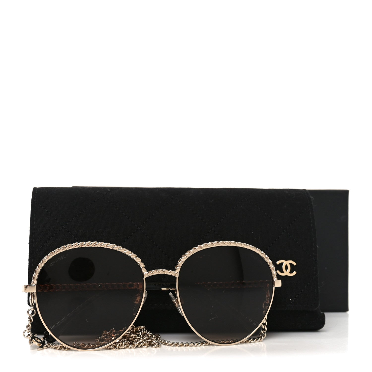 Chanel Chain Pantos Sunglasses 4242 Gold Brown 1841995 – FASHIONPHILE