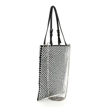 Prada Satin Crystal Metal Triangle Logo Chain Crossbody Handbag Cristal 2 of 9
