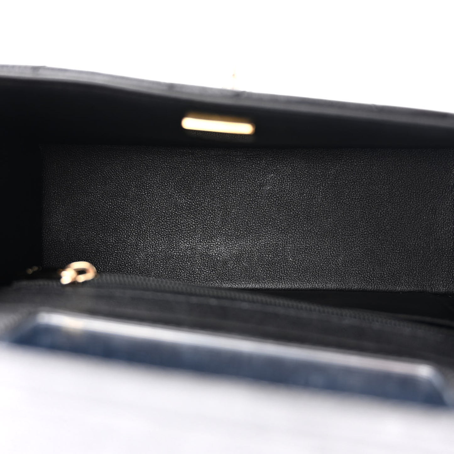 Shiny Calfskin Quilted Small CC Top Handle Box Bag Black