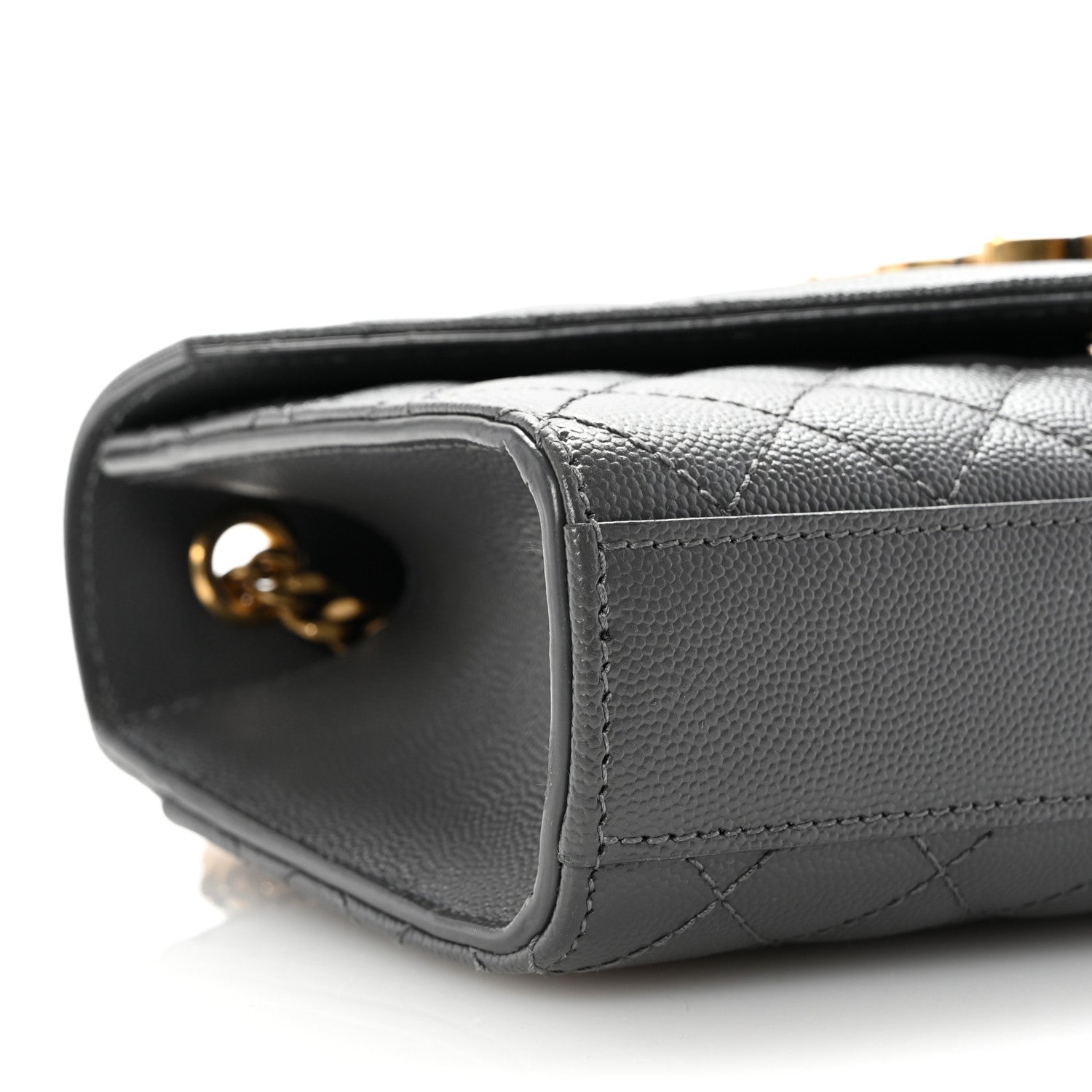 Saint Laurent Grain De Poudre Textured Mixed Matelasse Triquilt Small Monogram Satchel Pebble 10 of 11