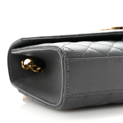 Saint Laurent Grain De Poudre Textured Mixed Matelasse Triquilt Small Monogram Satchel Pebble 10 of 11
