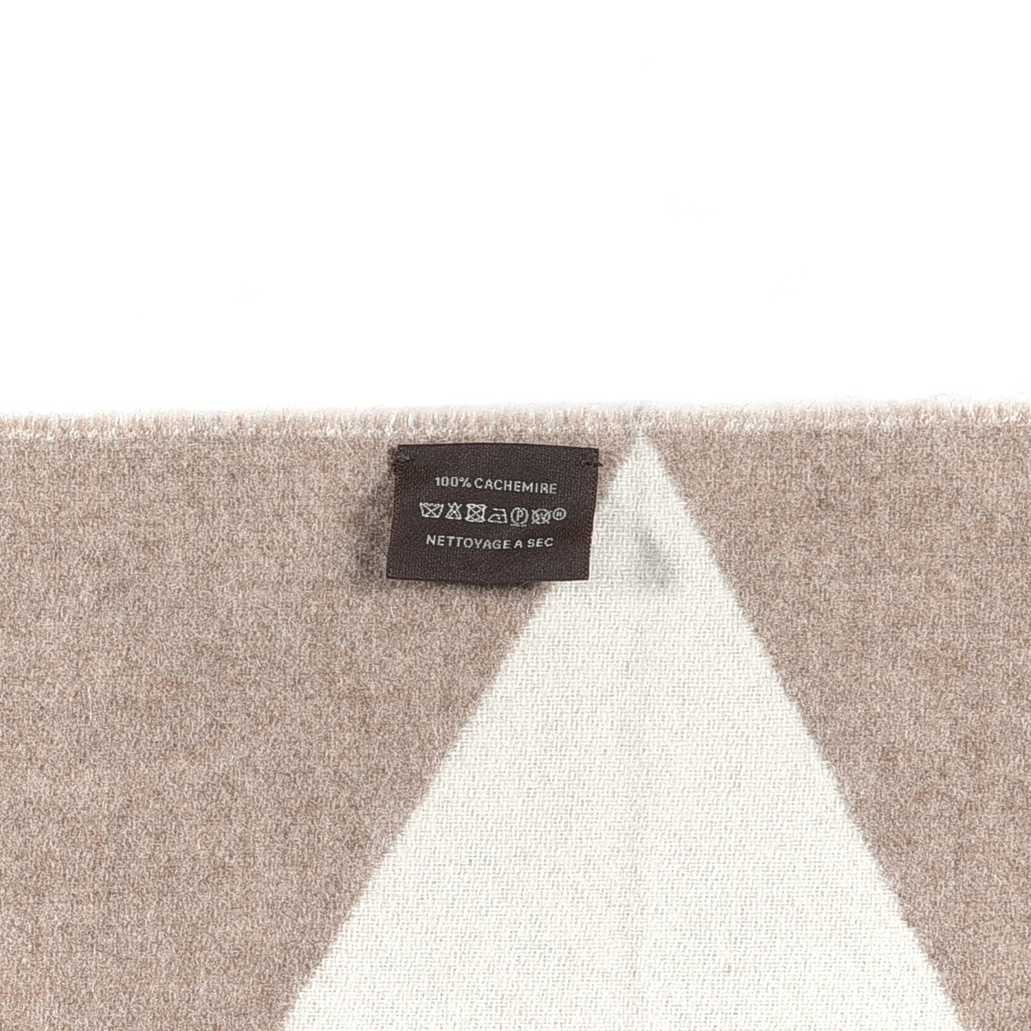 Hermes Cashmere Casaque Zig Zag Muffler Etoupe Ivory 4 of 4